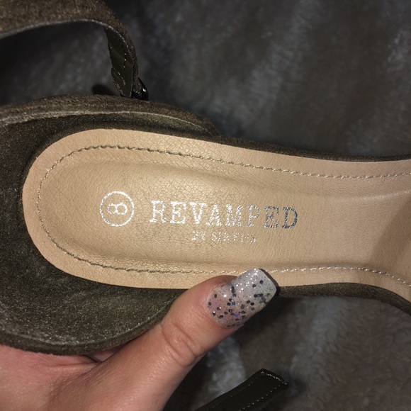 Army Green Suede Heels - Picture 2 of 2